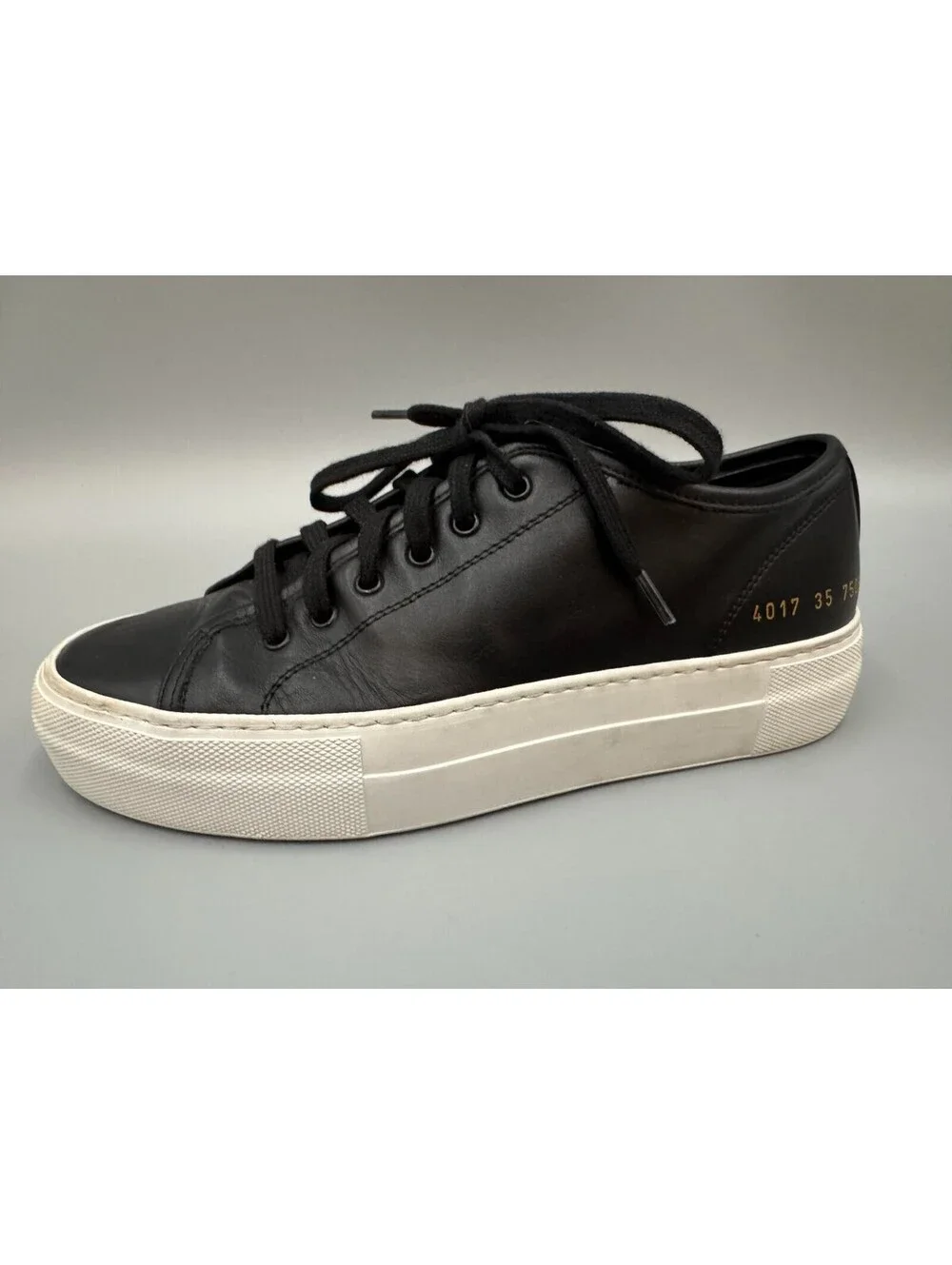 Women’s Common Projects Tournament Leather Trainer Sneakers 4017 Black US 5